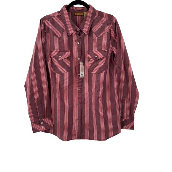 NWT Wrangler pink striped snap 10LWOO1RA - Picture 1 of 4